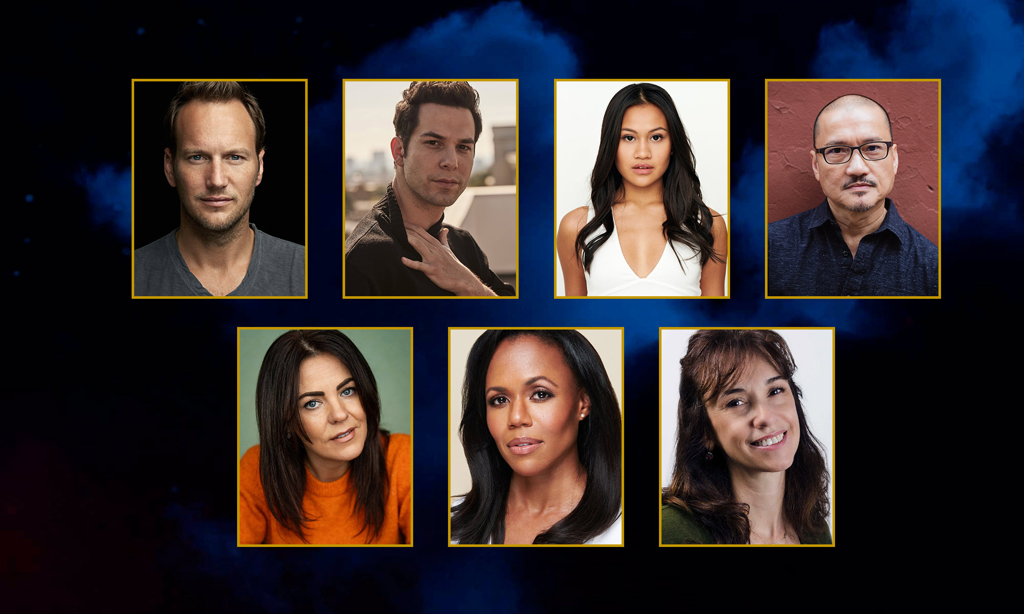 Cast headshots for Do You Hear The People Sing? at the Hollywood Bowl: Patrick Wilson, Skylar Astin, Emily Bautista, Jon Jon Briones, Nikki Renée Daniels, Rachel Tucker and Marie Zamora.