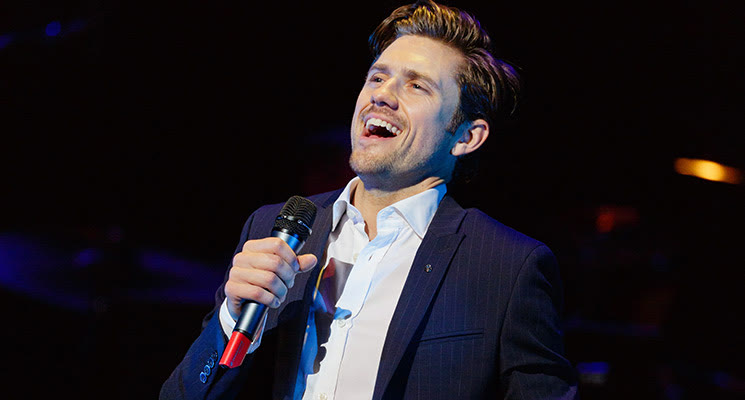 Aaron Tveit performing in Defying Gravity at Theatre Royal Sydney in 2016